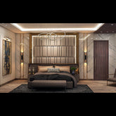 Trueliving Luxurious Wing-back Light masterbed Laminated Finish & PU Finish 6Ft *6Ft *1Ft